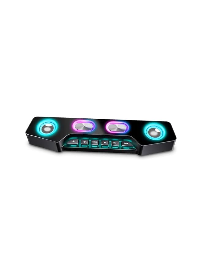 Wireless Gaming Speakers, PC Speakers for Desktop with Bluetooth 5.0 chip, RGB Loudspeaker with Aux-in Audio Jack, Controllable RGB, 6 function buttons, for Gaming, Streaming, Party, E-Sport, Black - Image 1